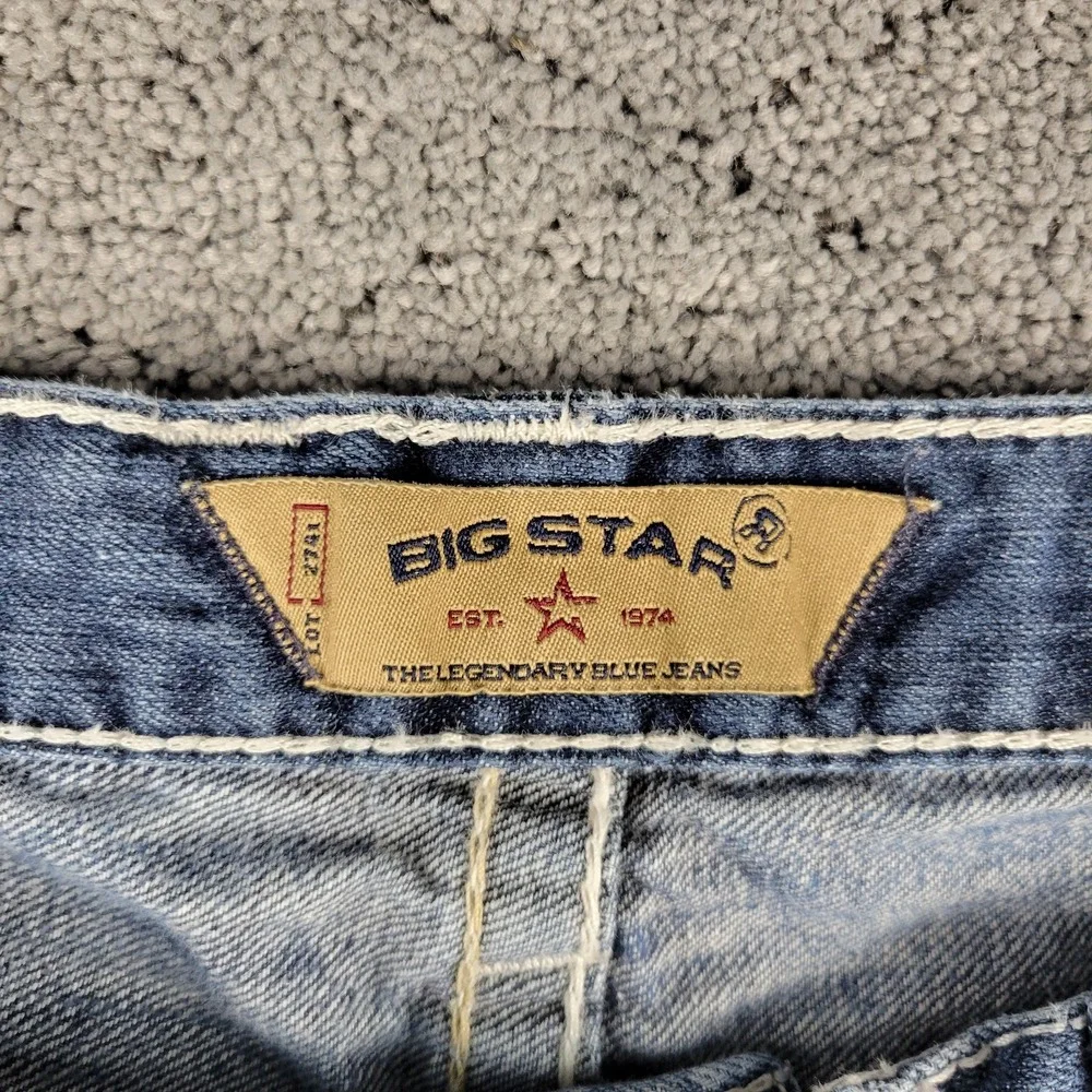 Big Star Jeans Mens 38 Blue Voyager Loose Faded Honeycomb Whisker Streetwear
